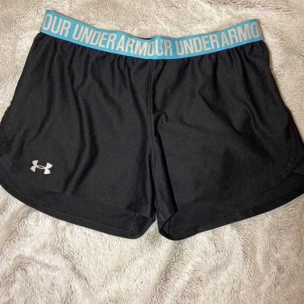 under armour shorts with blue lining.